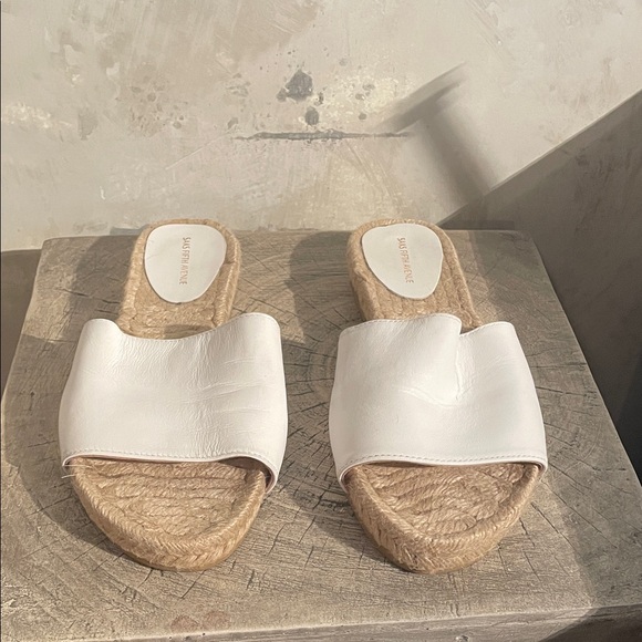 Saks Fifth Avenue Shoes - Saks Fifth Avenue White Espadrille Slides